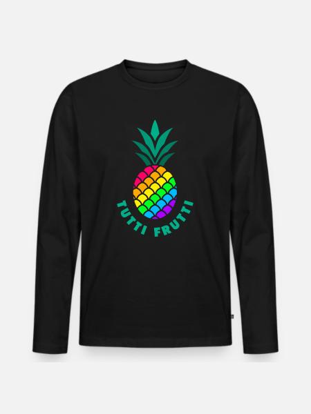 Pride / LGBTQ / Ananas / Tutti Frutti - Männer Premium Bio Langarmshirt - Schwarz