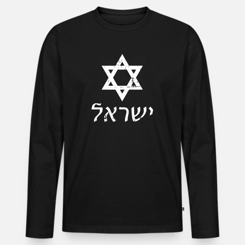 Israel - Männer Premium Bio Langarmshirt - Schwarz