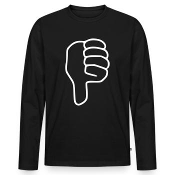 Emoji Daumen runter Skizze schwarz - Männer Premium Bio Langarmshirt - Schwarz - Vorne - Nico (187cm)