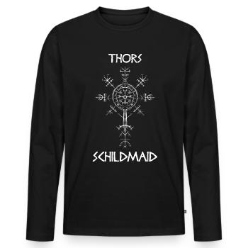 Thor Schildmaid Wikinger Runen Geschenk - Männer Premium Bio Langarmshirt - Schwarz - Vorne - Nico (187cm)
