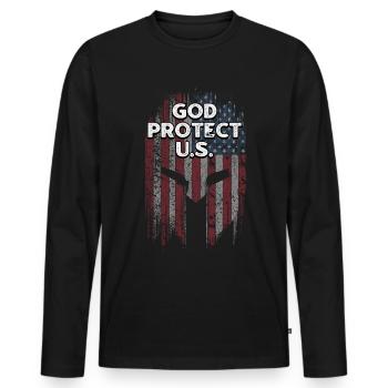 God Protect US 4 juillet Indépendance Quatrième - T-shirt manches longues Premium bio Homme - noir - Devant - Nico (187cm)