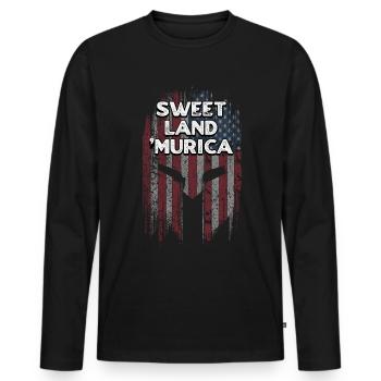 Sweet Land Murica Patriotic American Patriotism - Men's Premium Organic Long Sleeve Shirt - black - Front - Nico (187cm)