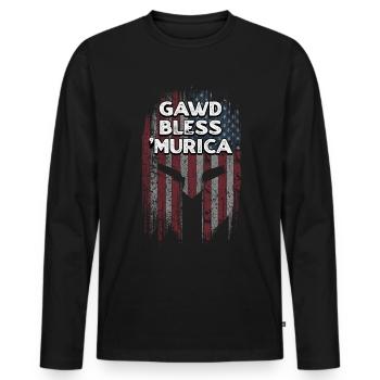 Gawd Bénit Murica 4 juillet Mèmes Quatrième - T-shirt manches longues Premium bio Homme - noir - Devant - Nico (187cm)