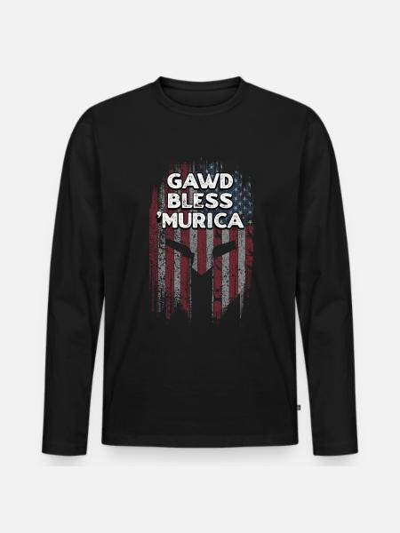 Gawd Bless Murica 4 luglio Meme Quarto di - Maglia a manica lunga ecologica premium da uomo - nero