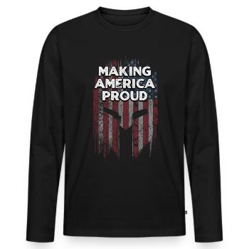 Rendre l’Amérique fière de l’indépendance du 4 juillet - T-shirt manches longues Premium bio Homme - noir - Devant - Nico (187cm)