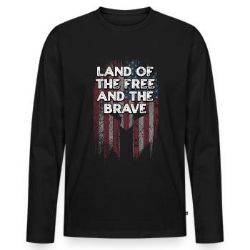 Terre des libres et des braves Américains fiers - T-shirt manches longues Premium bio Homme - noir - Devant - Nico (187cm)
