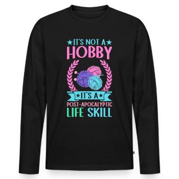 Stricken ist eine Lebenseinstellung - Männer Premium Bio Langarmshirt - Schwarz - Vorne - Nico (187cm)