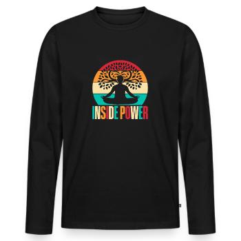 Yoga à l’intérieur du pouvoir Yoga drôle - T-shirt manches longues Premium bio Homme - noir - Devant - Nico (187cm)
