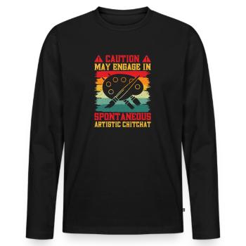 Cool Artist Caution Spontaneous Artistic Painter - Men's Premium Organic Long Sleeve Shirt - black - Front - Nico (187cm)