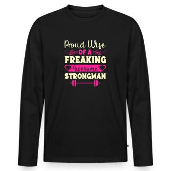 Motivation de remise en forme Fière épouse d’un homme fort génial - T-shirt manches longues Premium bio Homme - noir - Devant - Nico (187cm)