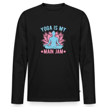 Le yoga est ma confiture principale Funny Yoga - T-shirt manches longues Premium bio Homme - noir - Devant - Nico (187cm)