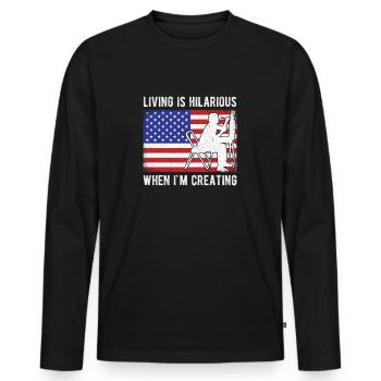 Funny Art Painter I`d Living Hilarious Creating - Männer Premium Bio Langarmshirt - Schwarz - Vorne - Nico (187cm)