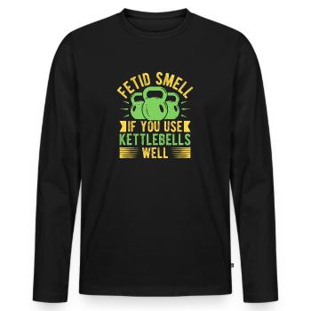 Fanatiques de fitness Fetid Smell Utiliser des kettlebells - T-shirt manches longues Premium bio Homme - noir - Devant - Nico (187cm)