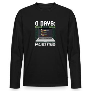 Technical Support 0 Days Since My Last Project - Männer Premium Bio Langarmshirt - Schwarz - Vorne - Nico (187cm)