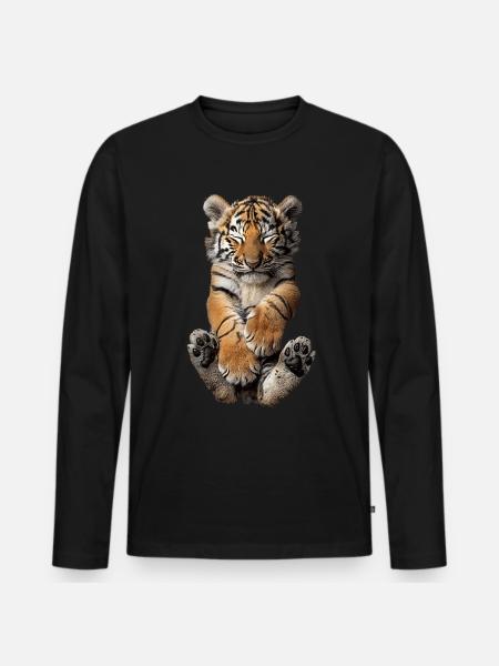 Tiger - Männer Premium Bio Langarmshirt - Schwarz