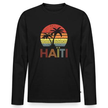 Haiti - Men's Premium Organic Long Sleeve Shirt - black - Front - Nico (187cm)
