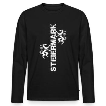 Steiermark - Männer Premium Bio Langarmshirt - Schwarz - Vorne - Nico (187cm)