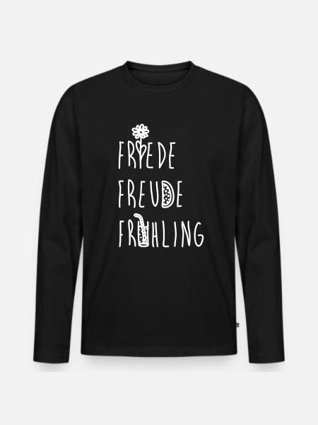 Friede Freude Frühling - Männer Premium Bio Langarmshirt - Schwarz