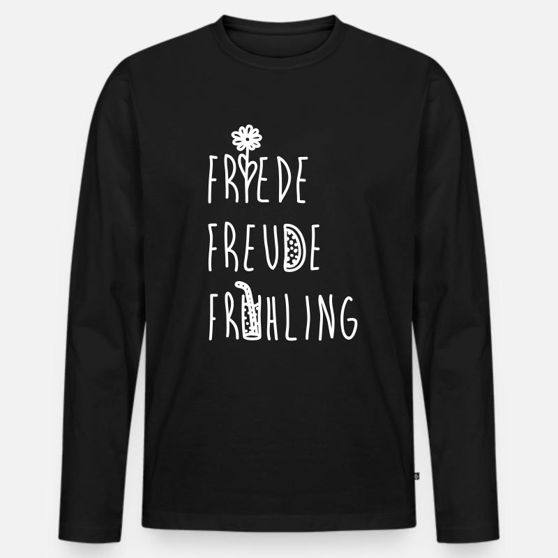 Friede Freude Frühling - Männer Premium Bio Langarmshirt - Schwarz