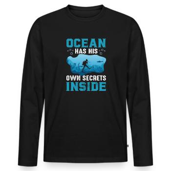 Ocean a ses propres secrets de plongée - T-shirt manches longues Premium bio Homme - noir - Devant - Nico (187cm)