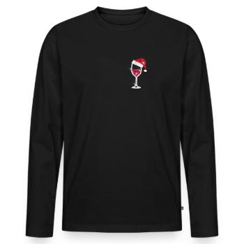 Weinglas ROTWEIN WEIHNACHTEN GLÜHWEIN - Männer Premium Bio Langarmshirt - Schwarz - Vorne - Nico (187cm)