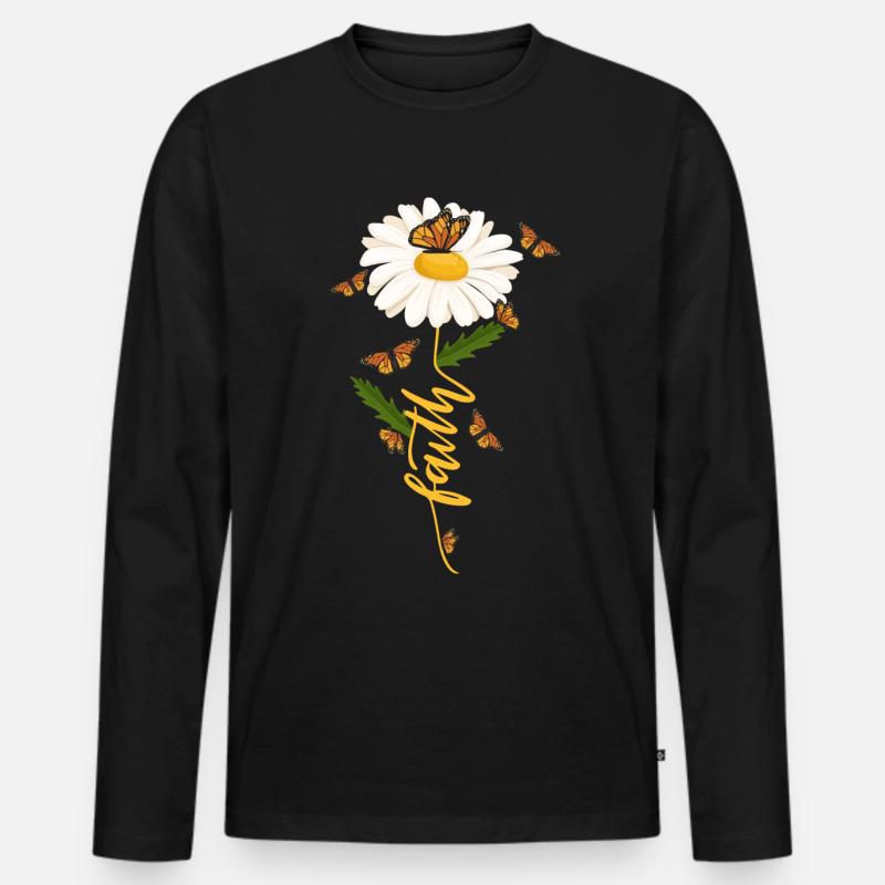 Glaube Gänseblümchen Christliche Gärtnerin - Männer Premium Bio Langarmshirt - Schwarz