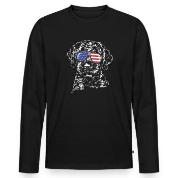 LAGOTTO ROMAGNOLO America Flag Glasses Wilsigns - Men's Premium Organic Long Sleeve Shirt - black - Front - Nico (187cm)