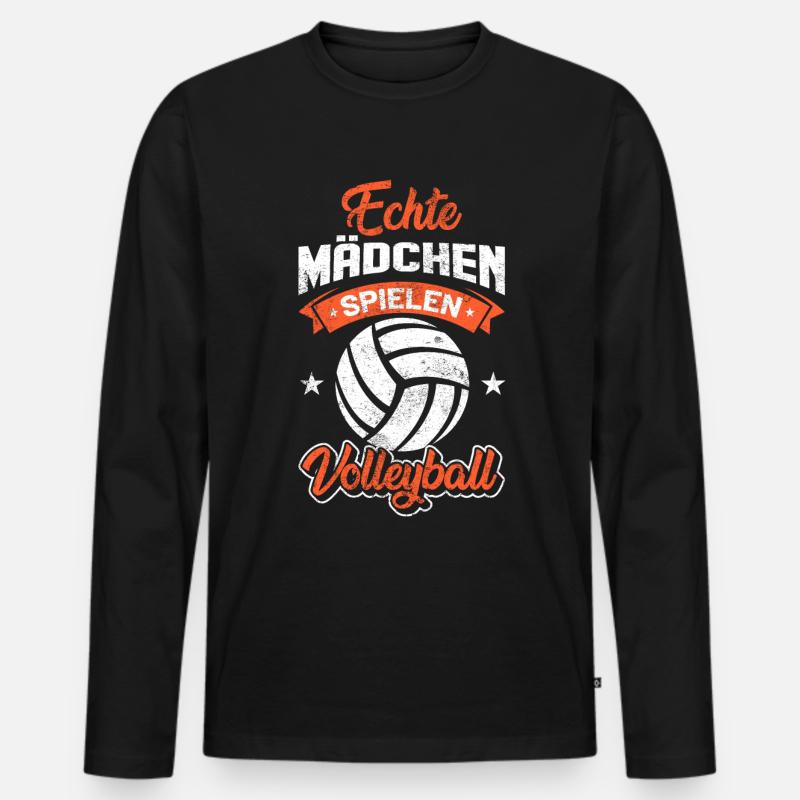 Beachvolleyball Echte Mädchen - Männer Premium Bio Langarmshirt - Schwarz