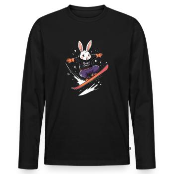 Lapin de snowboard - T-shirt manches longues Premium bio Homme - noir - Devant - Nico (187cm)