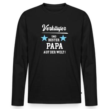 Verkäufer Bester Papa Vatertag Geburtstag - Männer Premium Bio Langarmshirt - Schwarz - Vorne - Nico (187cm)
