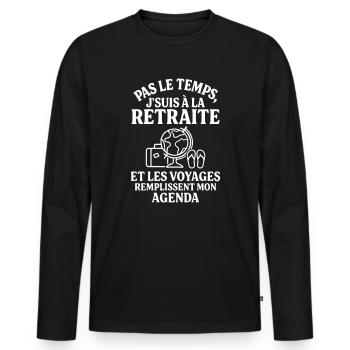 Retraite & voyages cadeau de départ à la retraite - T-shirt manches longues Premium bio Homme - noir - Devant - Nico (187cm)