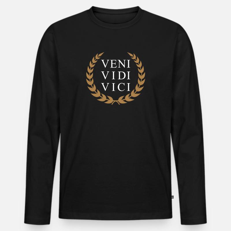 Veni Vidi Vici - Männer Premium Bio Langarmshirt - Schwarz