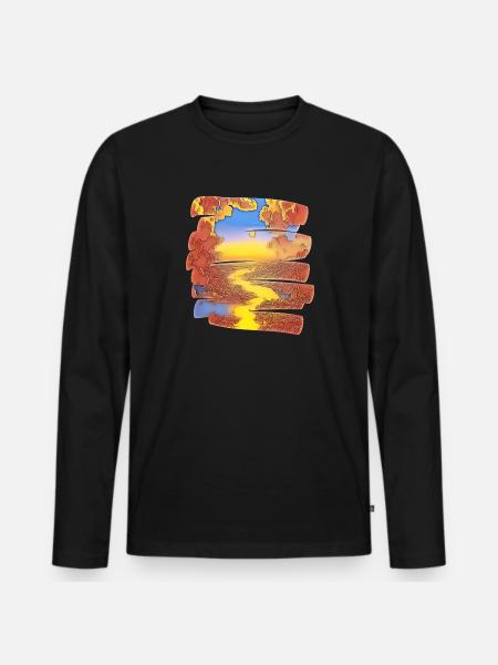 Fluss Wolken bunt - Männer Premium Bio Langarmshirt - Schwarz