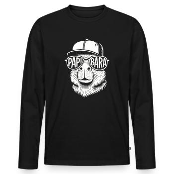 Papa Papibara Lustiges Wortspiel Capybara Vatertag - Männer Premium Bio Langarmshirt - Schwarz - Vorne - Nico (187cm)