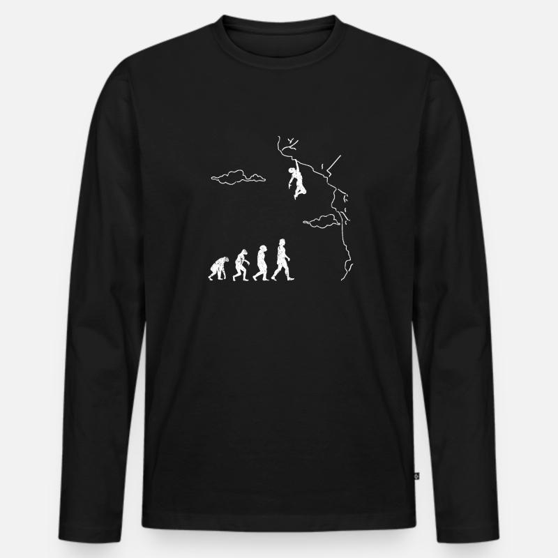 Klettern Bouldern Evolution Bergsteigen Kletterer - Männer Premium Bio Langarmshirt - Schwarz