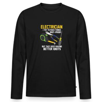 Électricien Électriciens Électricien Papa Disant - T-shirt manches longues Premium bio Homme - noir - Devant - Nico (187cm)