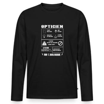 OPTICIEN Saynète Profession Sarcasme Drôle Humour - Männer Premium Bio Langarmshirt - Schwarz - Vorne - Nico (187cm)