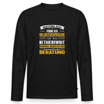 BETRIEBSWIRT Spruch Beruf Sarkasmus Lustig Humor - Männer Premium Bio Langarmshirt - Schwarz - Vorne - Nico (187cm)