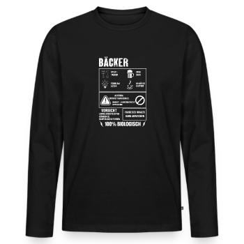 BÄCKER Spruch Beruf Sarkasmus Lustig Humor - Männer Premium Bio Langarmshirt - Schwarz - Vorne - Nico (187cm)