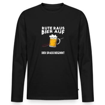 Rute raus Bier auf der Spass beginnt Angeln Angler - Männer Premium Bio Langarmshirt - Schwarz - Vorne - Nico (187cm)