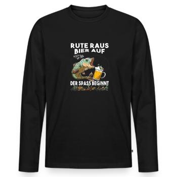 Rute raus Bier auf der Spass beginnt Angeln Angler - Männer Premium Bio Langarmshirt - Schwarz - Vorne - Nico (187cm)