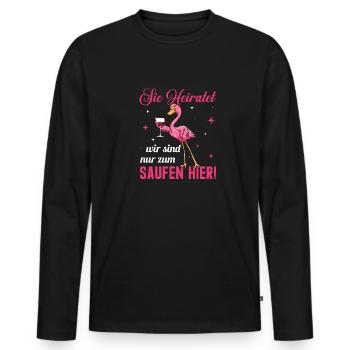 Flamingo JGA Geschenk Junggesellenabschied Party - Männer Premium Bio Langarmshirt - Schwarz - Vorne - Nico (187cm)