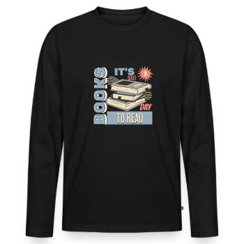 It's A Good Day To Read A Book - Reading Books - Men's Premium Organic Long Sleeve Shirt - black - Front - Nico (187cm)