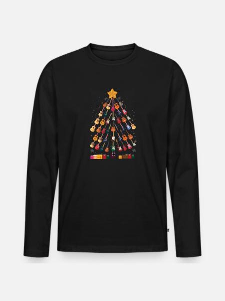 Guitars Christmas Christmas Tree Guitarist - Men's Premium Organic Long Sleeve Shirt - black