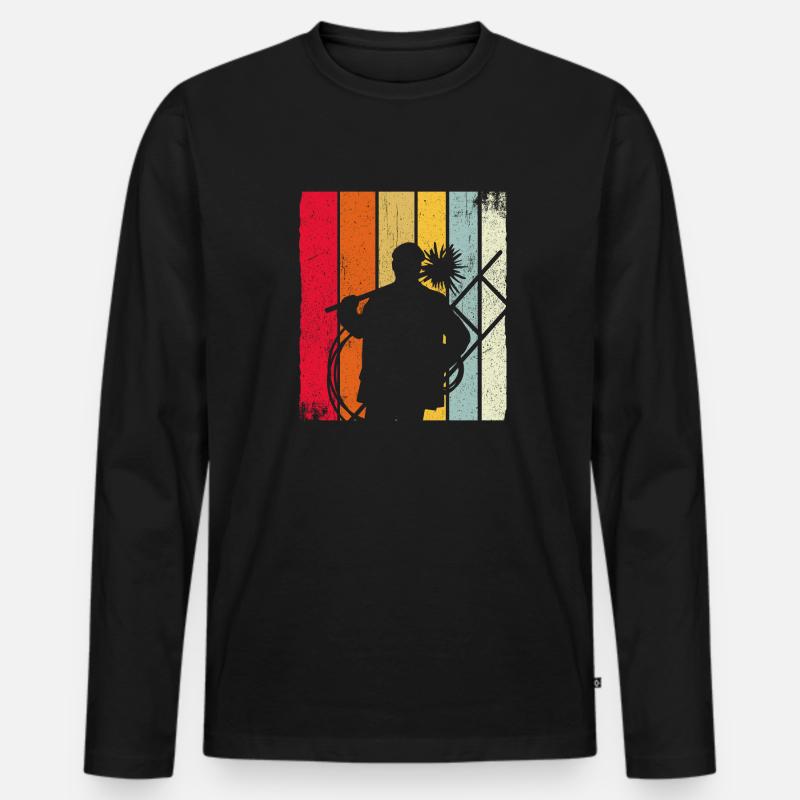 Schornsteinfeger Schornstein Retro Kaminfeger Gesc - Männer Premium Bio Langarmshirt - Schwarz