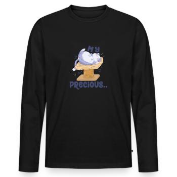 My Precious Cat on a Scretching Post Cat Lover - Männer Premium Bio Langarmshirt - Schwarz - Vorne - Nico (187cm)