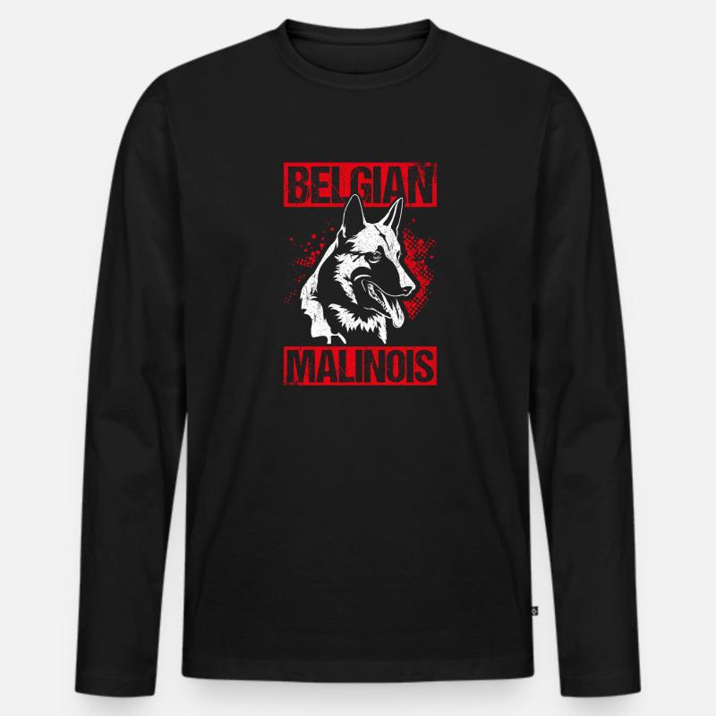 Belgian Malinois Hunde - Männer Premium Bio Langarmshirt - Schwarz