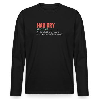 Noun Definition Nutrition Angry Hungry Han'gry - Männer Premium Bio Langarmshirt - Schwarz - Vorne - Nico (187cm)