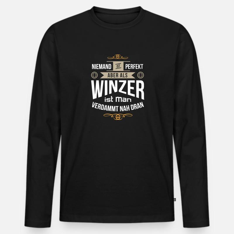 Winzer Winzermeister Weinbauer perfekt - Männer Premium Bio Langarmshirt - Schwarz