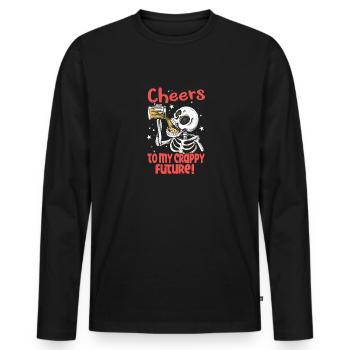 Cheers to my Crappy Future Halloween Skull Beer - Männer Premium Bio Langarmshirt - Schwarz - Vorne - Nico (187cm)